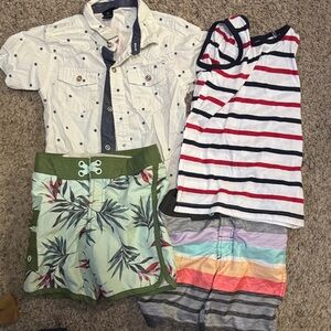 Boys' Summer Clothing Set with Stripes and Patterns